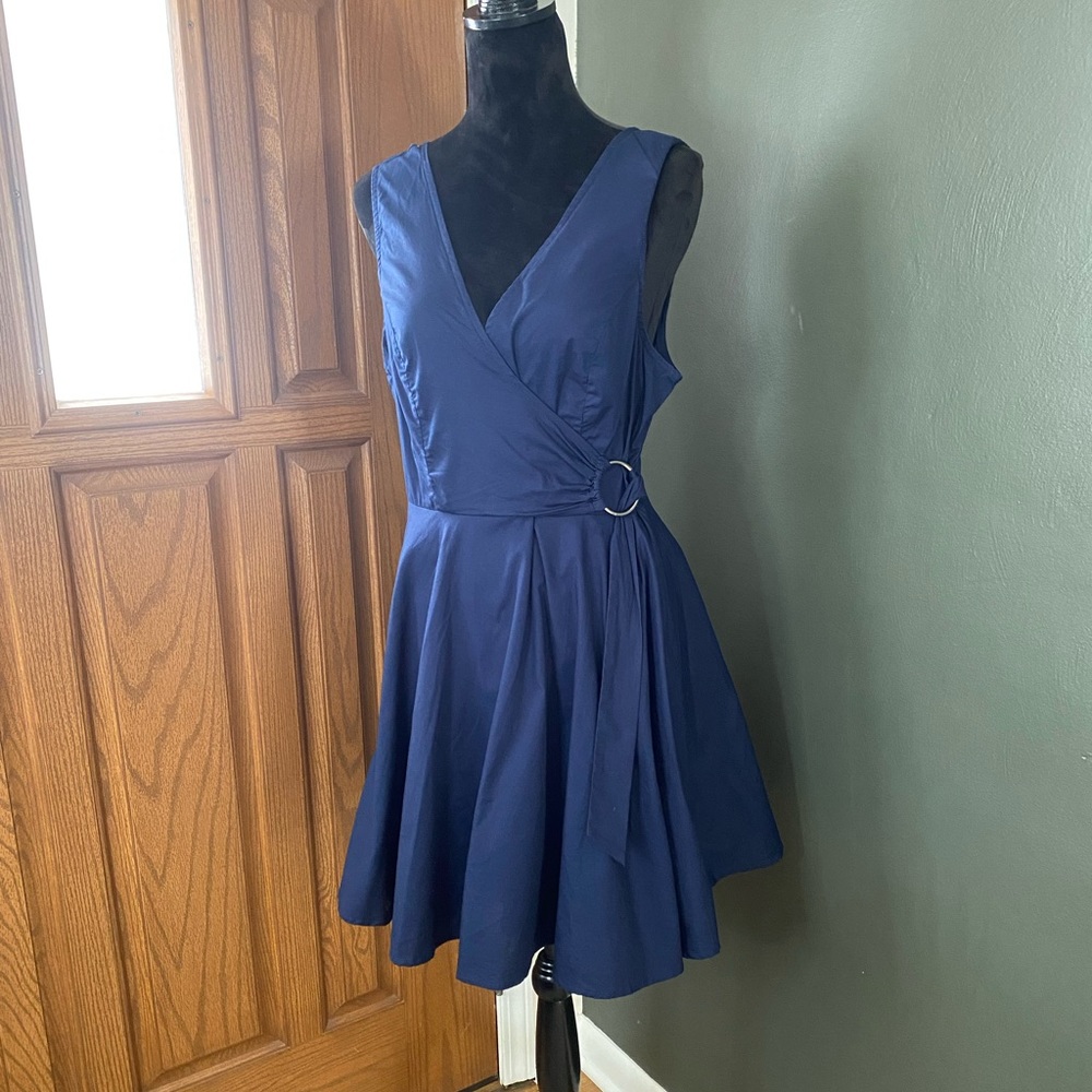 Blue fit and flare dress
